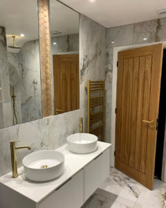 White and Gold Marble Effect Bathroom 60x120cm Tiles - Blackburn Tile Centre - Best Tiles Manufacturer in U. K.